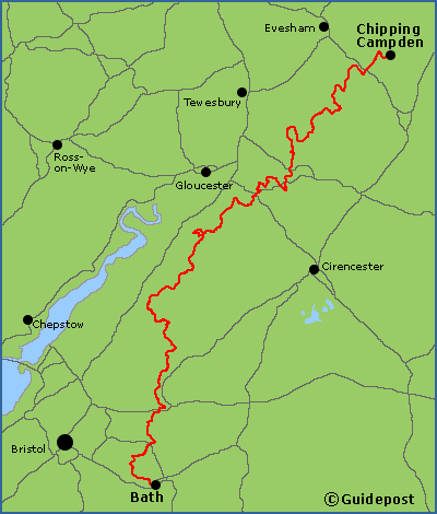 Map of the Cotswold Way National Trail long distance path