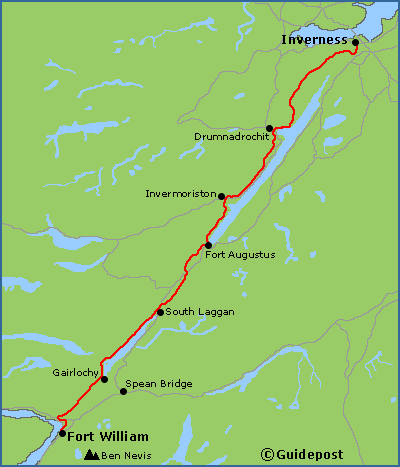 Map of the Great Glen Way long distance path