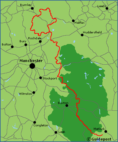 Map of the Southern part of the Pennine Bridleway National Trail